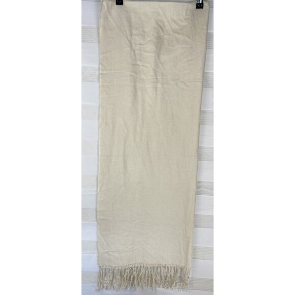 Dessy Group Ivory Neutral Wool/Silk Scarf/Stole With Tassels - Picture 3 of 4